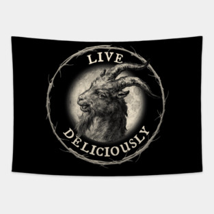 "Live Deliciously" w/ Black Phillip [The Witch] Tapestry