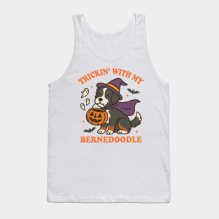 Trickin' With My Bernedoodle Halloween Dog Tank Top
