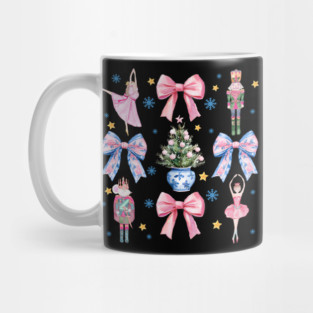 Nutcracker Christmas Ballet With Pink Bows Tree Mouse King And Dancers Mug