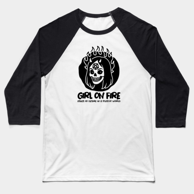GIRL ON FIRE Baseball T-Shirt by Fabrik
