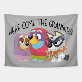 Bluey Here Come The Grannies Funny Scene Tapestry