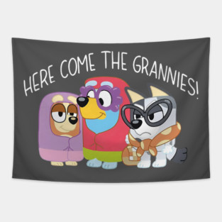 Bluey Here Come The Grannies Funny Scene Tapestry