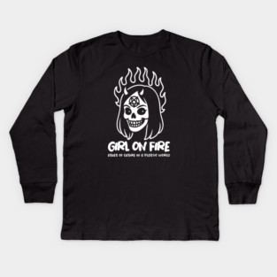 GIRL ON FIRE Kids Long Sleeve T-Shirt