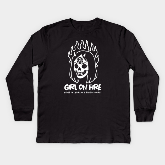 GIRL ON FIRE Kids Long Sleeve T-Shirt by Fabrik