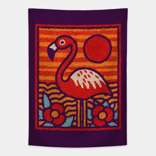 The Oasis | A Tropical Folk Art Tarot Card Tapestry by TuncGK