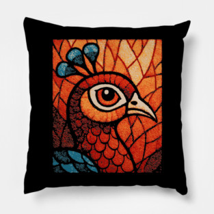 The Peacock | An Art Nouveau Stained Glass Graphic Pillow