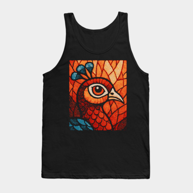 The Peacock | An Art Nouveau Stained Glass Graphic Tank Top by TuncGK