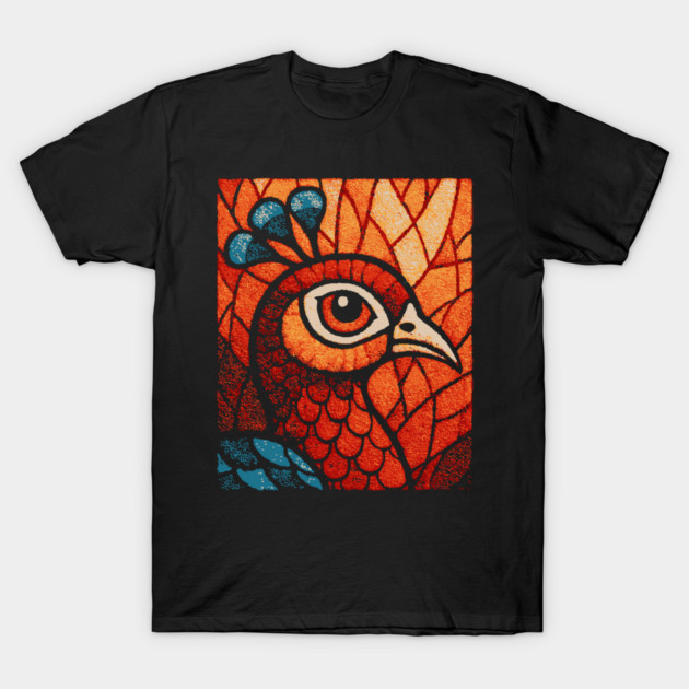 The Peacock | An Art Nouveau Stained Glass Graphic T-Shirt by TuncGK
