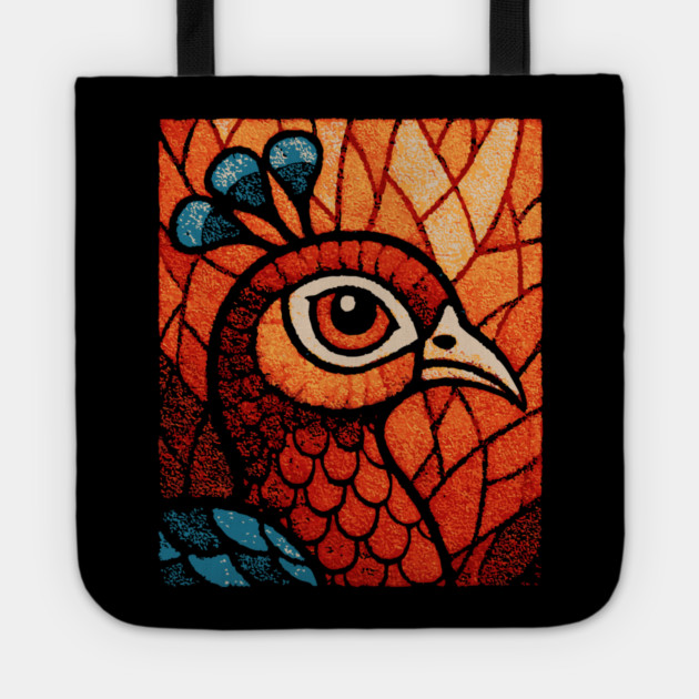 The Peacock | An Art Nouveau Stained Glass Graphic Tote by TuncGK