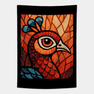 The Peacock | An Art Nouveau Stained Glass Graphic Tapestry