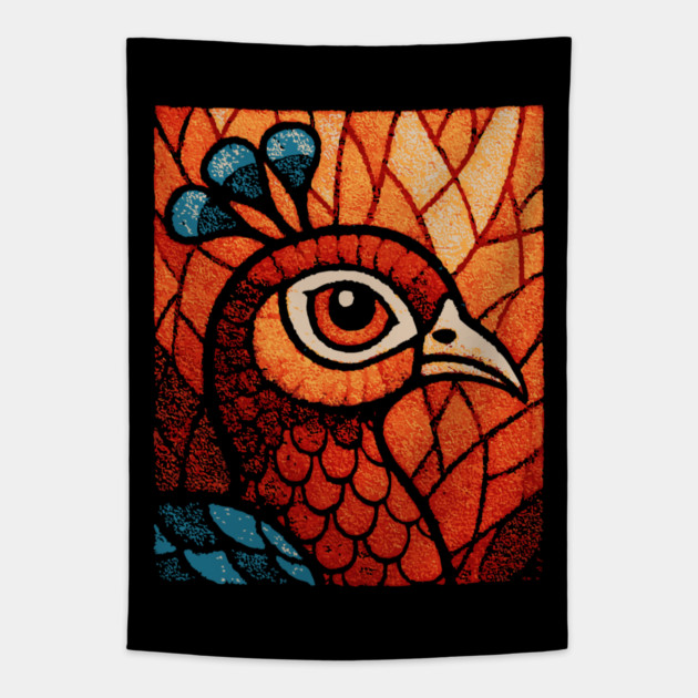 The Peacock | An Art Nouveau Stained Glass Graphic Tapestry by TuncGK