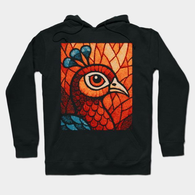 The Peacock | An Art Nouveau Stained Glass Graphic Hoodie by TuncGK