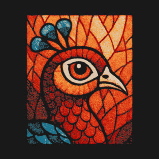The Peacock | An Art Nouveau Stained Glass Graphic T-Shirt