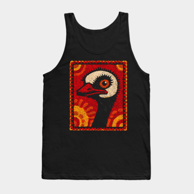 The Ostrich | A Modern Folk Art Portrait Tank Top by TuncGK