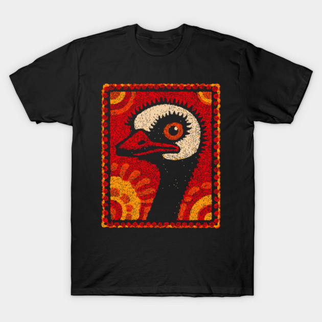 The Ostrich | A Modern Folk Art Portrait T-Shirt by TuncGK