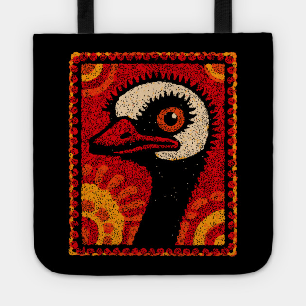 The Ostrich | A Modern Folk Art Portrait Tote by TuncGK