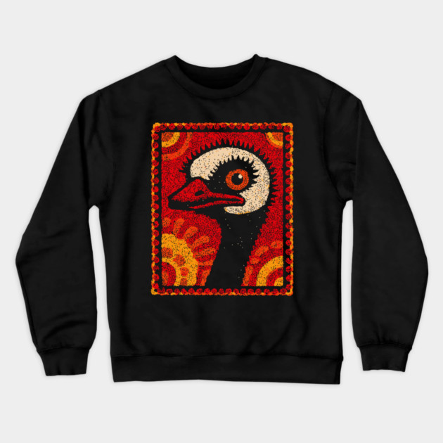 The Ostrich | A Modern Folk Art Portrait Crewneck Sweatshirt by TuncGK
