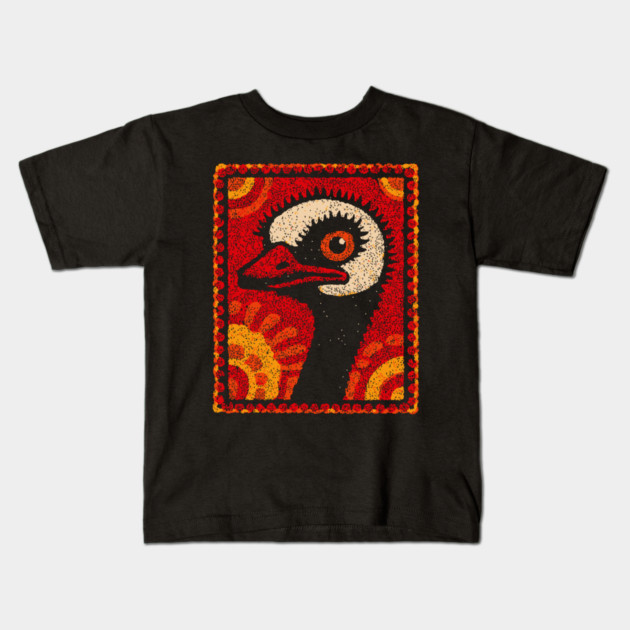 The Ostrich | A Modern Folk Art Portrait Kids T-Shirt by TuncGK