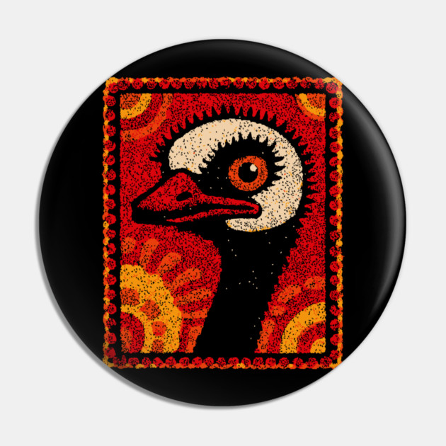The Ostrich | A Modern Folk Art Portrait Pin by TuncGK