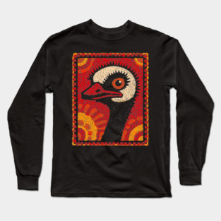 The Ostrich | A Modern Folk Art Portrait Long Sleeve T-Shirt