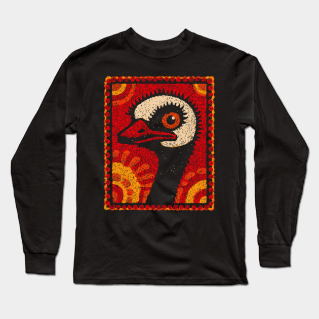 The Ostrich | A Modern Folk Art Portrait Long Sleeve T-Shirt by TuncGK