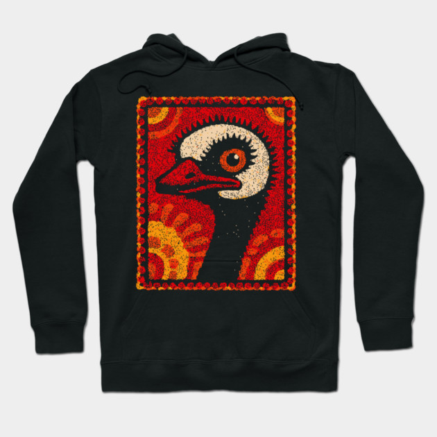 The Ostrich | A Modern Folk Art Portrait Hoodie by TuncGK