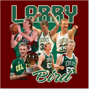 Larry Bird Boston Celtics Vintage Collage Posters and Art