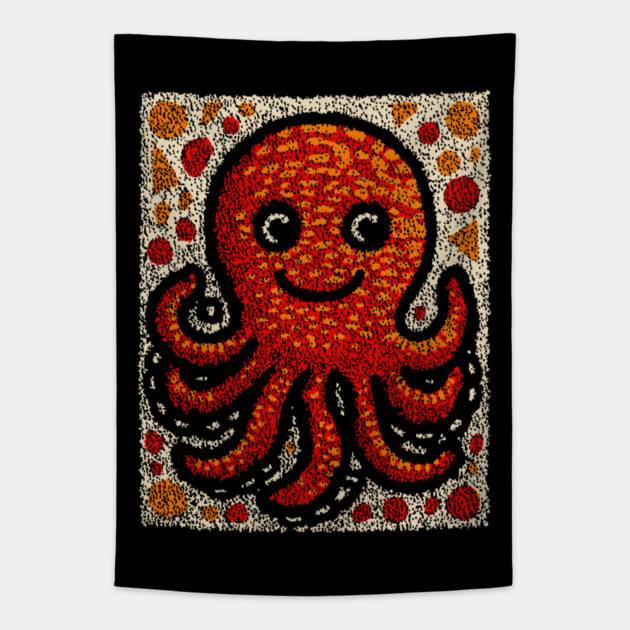 The Octopus | A Stained Glass Art Graphic Tapestry by TuncGK