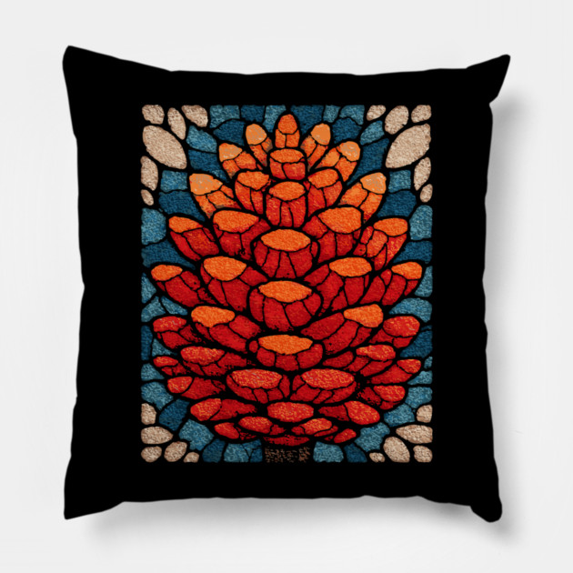 Sacred Pinecone | A Stained Glass Botanical Pillow by TuncGK