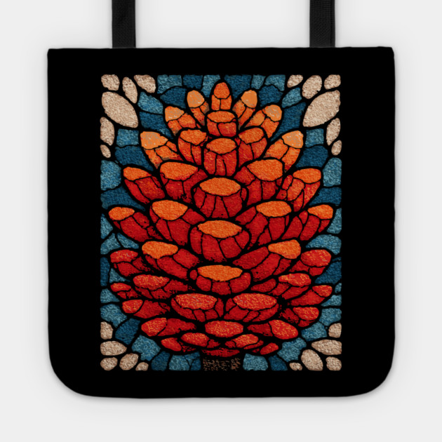 Sacred Pinecone | A Stained Glass Botanical Tote by TuncGK