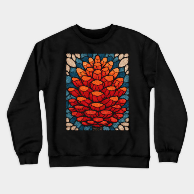 Sacred Pinecone | A Stained Glass Botanical Crewneck Sweatshirt by TuncGK
