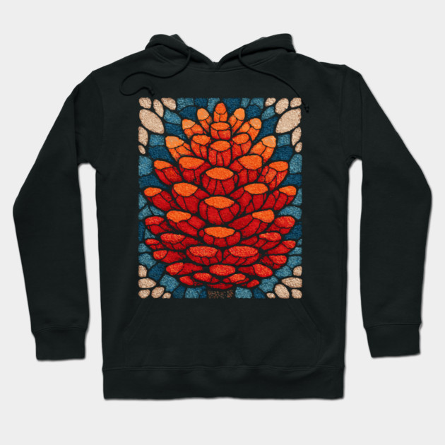 Sacred Pinecone | A Stained Glass Botanical Hoodie by TuncGK