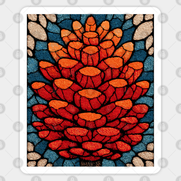 Sacred Pinecone | A Stained Glass Botanical Sticker by TuncGK