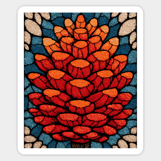Sacred Pinecone | A Stained Glass Botanical Magnet by TuncGK