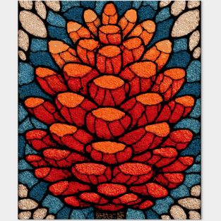 Sacred Pinecone | A Stained Glass Botanical Posters and Art
