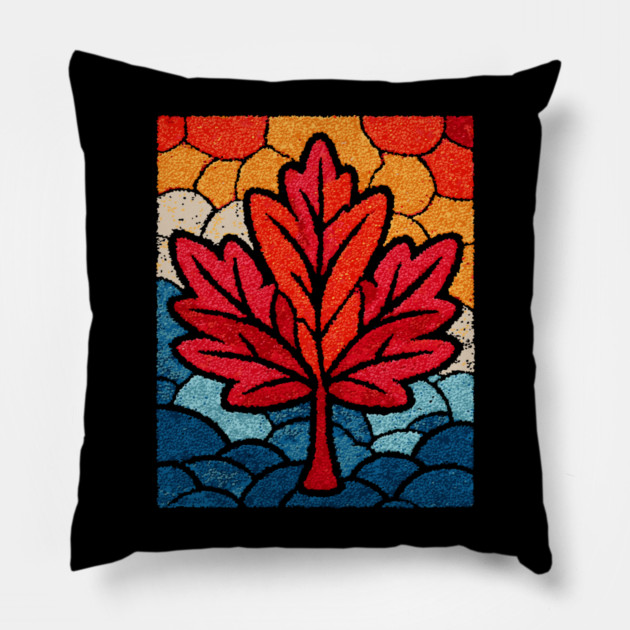 Stained Glass Maple Leaf | Autumnal Window Art Pillow by TuncGK