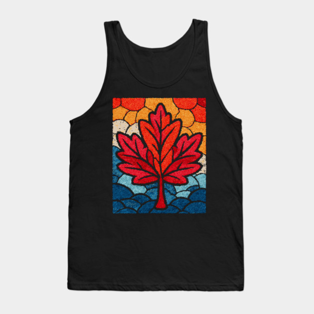 Stained Glass Maple Leaf | Autumnal Window Art Tank Top by TuncGK