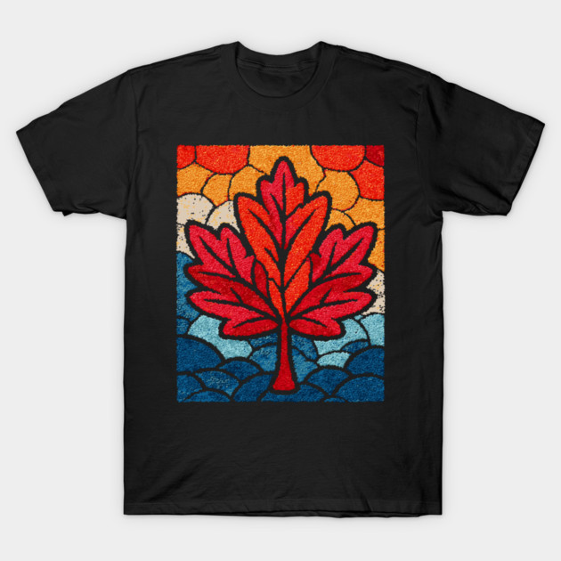 Stained Glass Maple Leaf | Autumnal Window Art T-Shirt by TuncGK