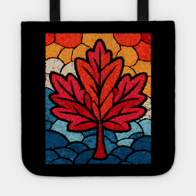 Stained Glass Maple Leaf | Autumnal Window Art Tote by TuncGK