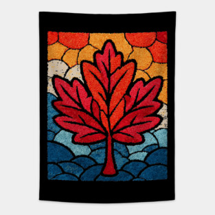 Stained Glass Maple Leaf | Autumnal Window Art Tapestry