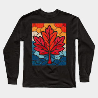 Stained Glass Maple Leaf | Autumnal Window Art Long Sleeve T-Shirt