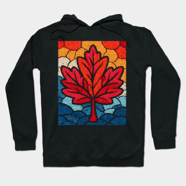 Stained Glass Maple Leaf | Autumnal Window Art Hoodie by TuncGK