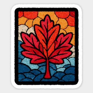Stained Glass Maple Leaf | Autumnal Window Art Sticker