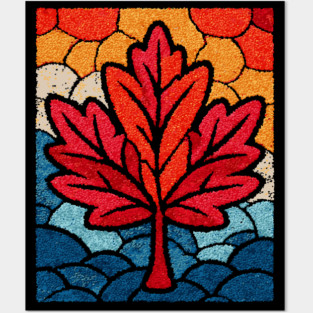 Stained Glass Maple Leaf | Autumnal Window Art Posters and Art