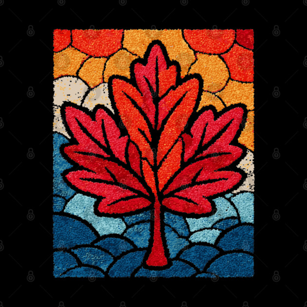 Stained Glass Maple Leaf | Autumnal Window Art by TuncGK