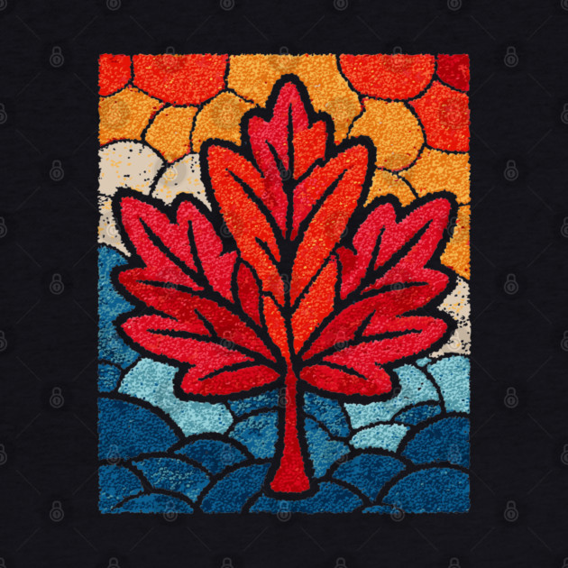 Stained Glass Maple Leaf | Autumnal Window Art by TuncGK