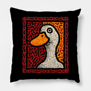 Outsider Art Duck | A Quirky Tapestry Portrait Pillow