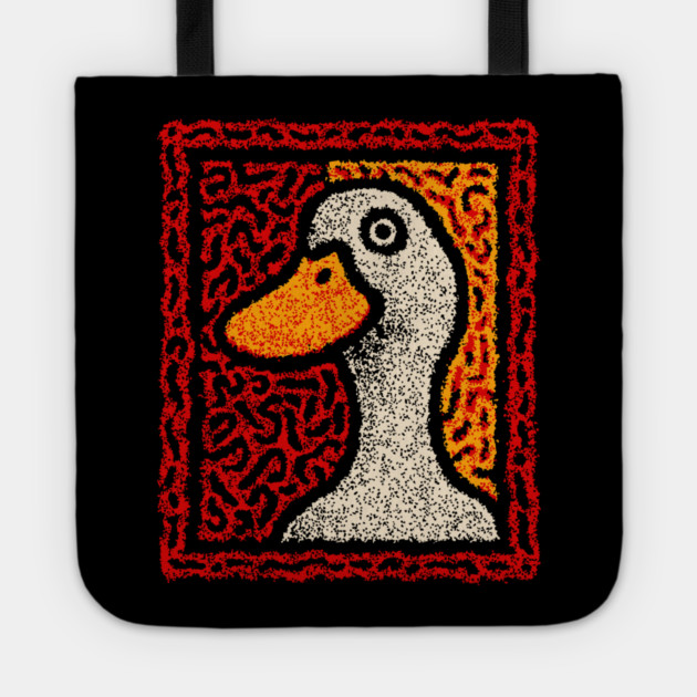 Outsider Art Duck | A Quirky Tapestry Portrait Tote by TuncGK