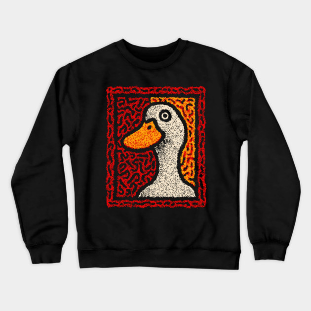 Outsider Art Duck | A Quirky Tapestry Portrait Crewneck Sweatshirt by TuncGK