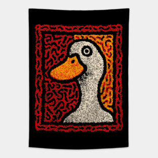 Outsider Art Duck | A Quirky Tapestry Portrait Tapestry